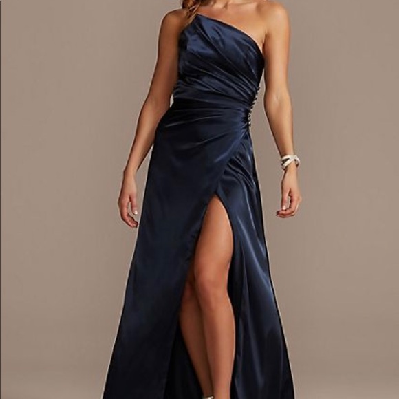 princess polly baby blue dress David's Bridal | Dresses | Davids Bridal Charmeuse Draped Oneshoulder Bridesmaid  Dress